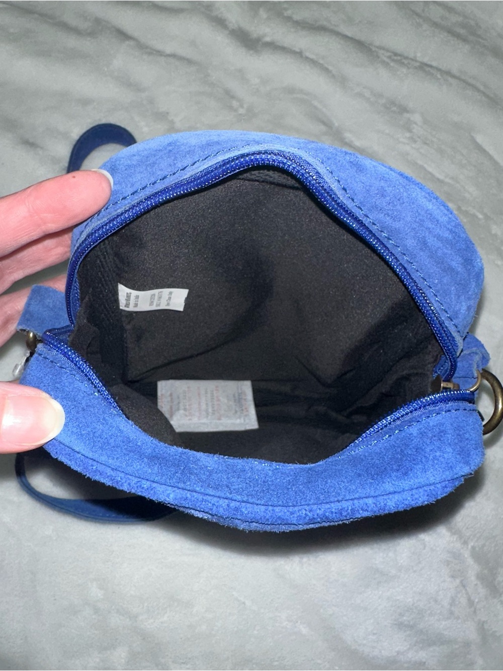 Cobalt Blue Suede Crossbody Bag - Picture 7 of 10